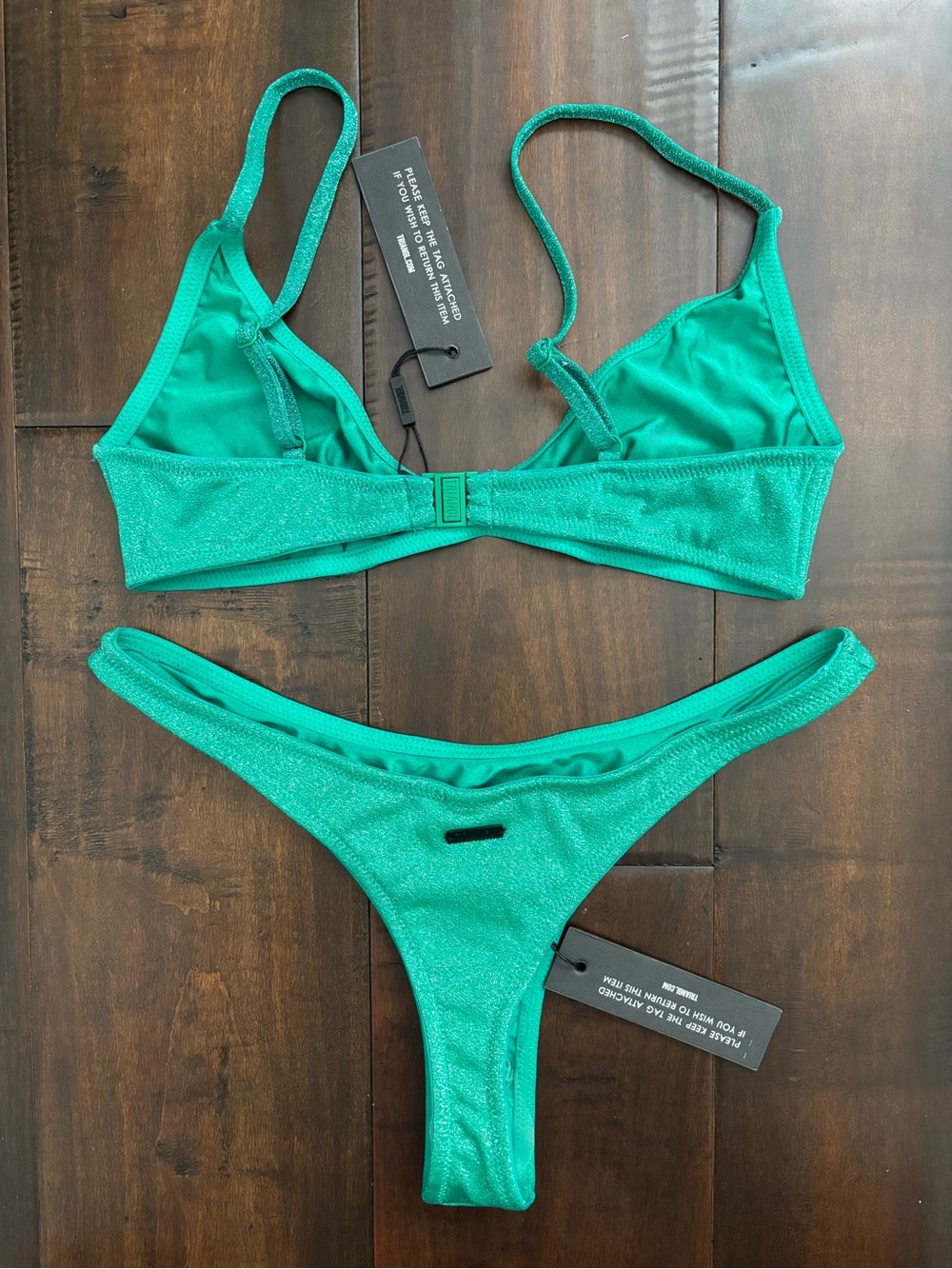 NWT Triangl Maia Jaded Sparkle Bikini Set *matching bag included - Picture 3 of 7